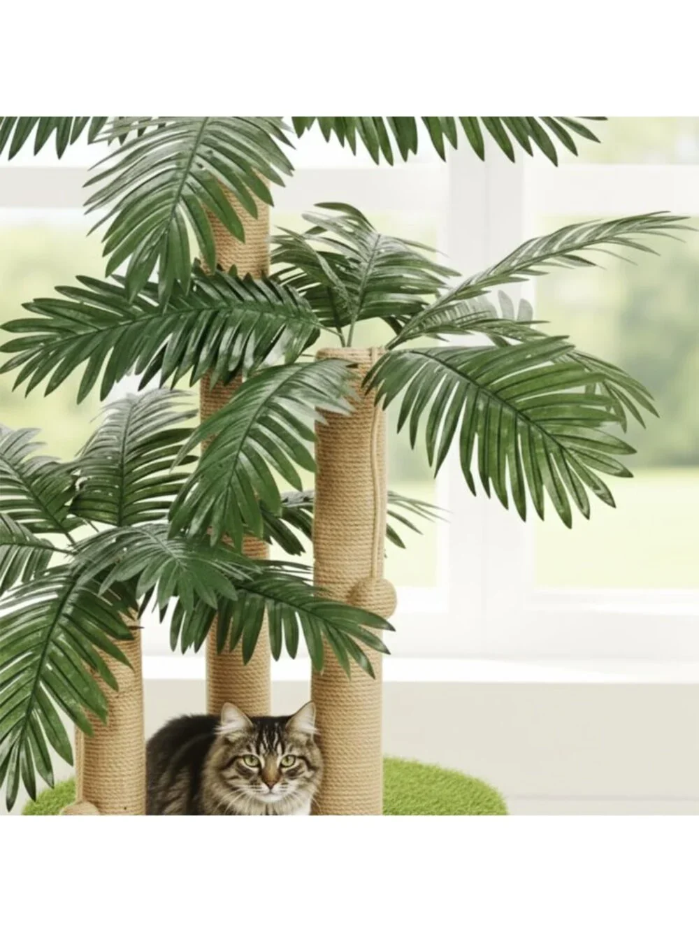 31.5-Inch Cat Scratching Post Tree with 3 Poles & 2 Dangling Balls for Indoor